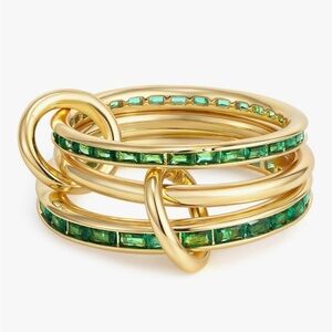 ✨Sloong 18K Gold Plated+Green Cubic Zirconia Stackable Ring Sz 8 Spinelli Vibes✨